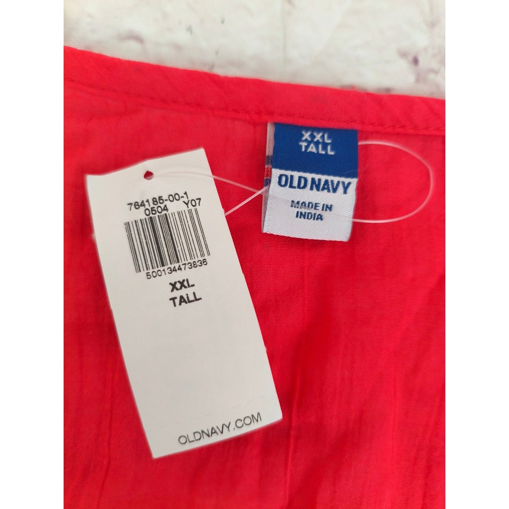 Old Navy Womens Live Coral Embroidered V-Neck Peplum Top XXL Tall -B - Picture 3 of 7